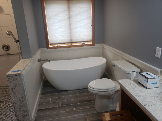 Bathroom remodel with new tub